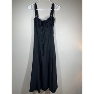 Marthea Black Lace Up Corset Style Midi Dress Women's Size M romance goth sexy